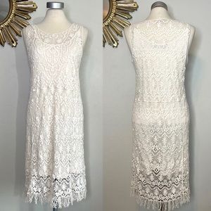 R Cinco Ranch Lace Midi Shift Dress